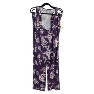 NWT PJ Salvage Purple Rock N’ Rose Print Tank Top & Pants Pajama Set Size XL